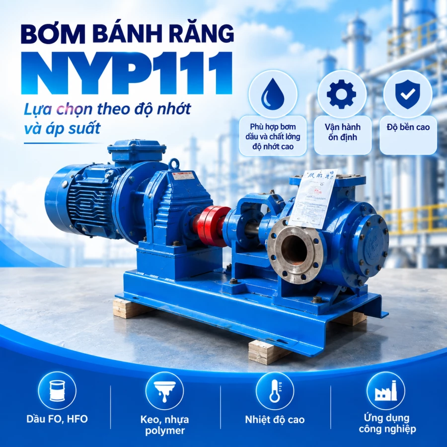 Bơm bánh răng NYP111 – Chọn theo độ nhớt, áp suất