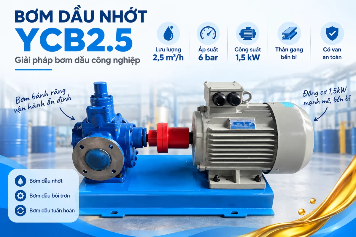 Bơm Dầu Nhớt YCB2.5 – Bơm Dầu Công Nghiệp 1.5kW